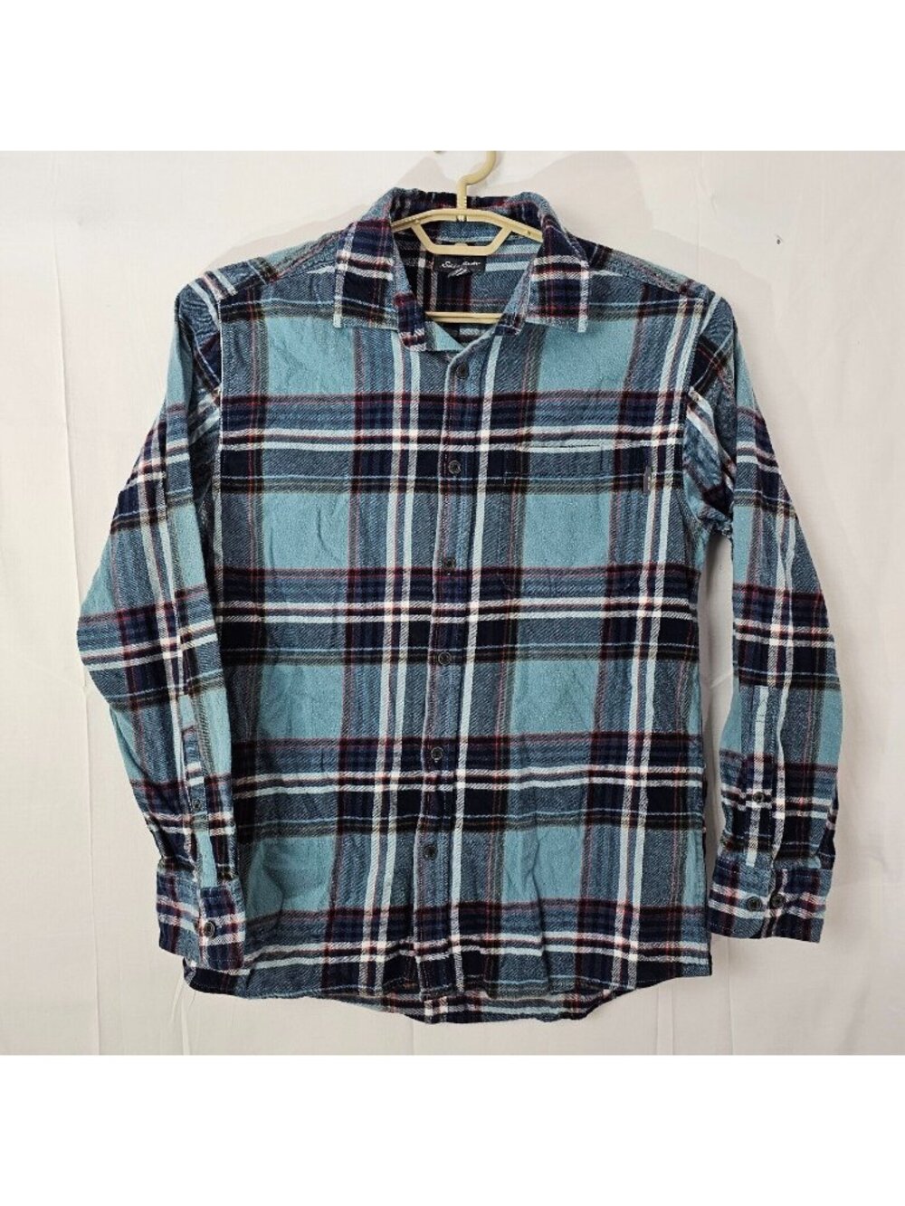 Eddie Bauer Button Up Shirt Mens M Blue Plaid Long Sleeve Cotton Flannel Top - Picture 1 of 11